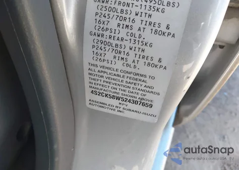 2002 Isuzu Rodeo Ls 3.2L V6/Lse 3.2L V6/S 3.2L V6 from USA, damaged, VIN 4S2CK58W524307659